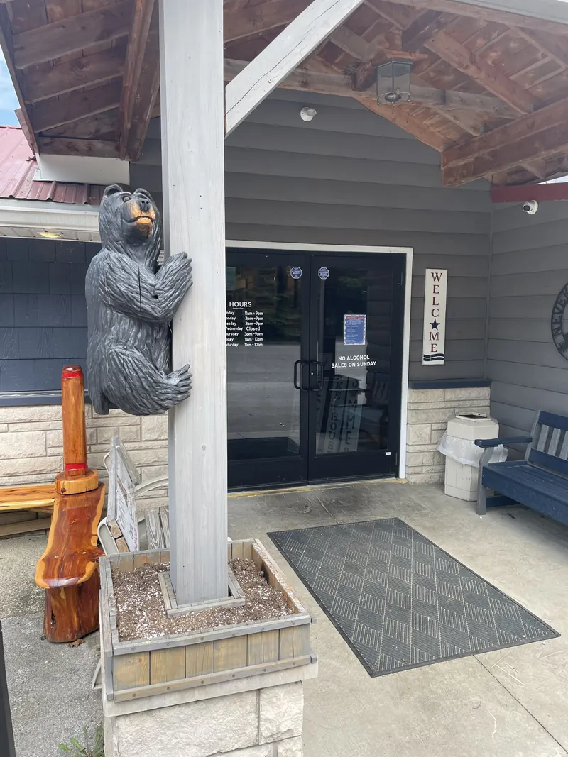 Buoys front entrance with carved bear