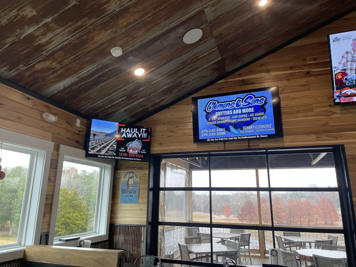 Paid local business ads playing on the Buoys dining room screens