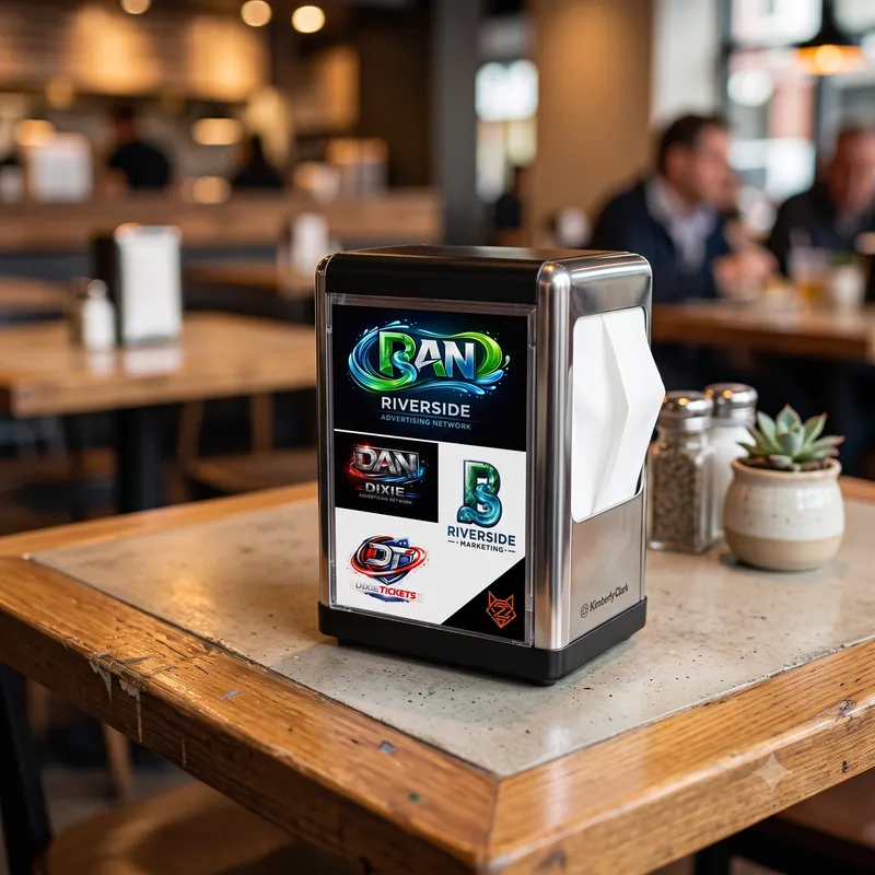 Sample napkin holder insert ad