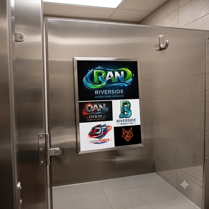 Sample restroom stall frame ad